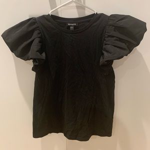 Never worn black express puff sleeve top